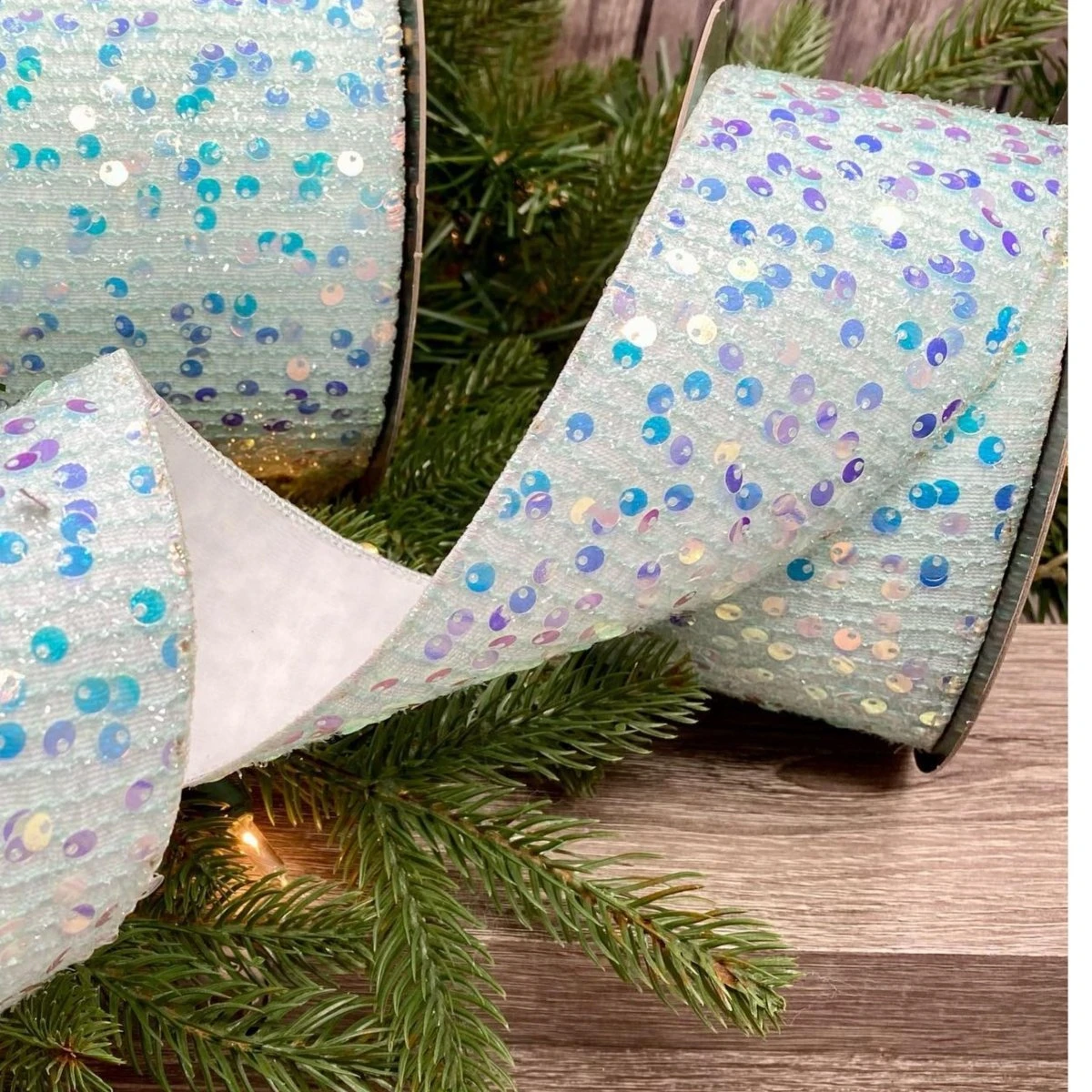 2.5" Sequin Tinsel Ribbon: White (10 Yards) 9 2.5" Sequin Tinsel Ribbon: White (10 Yards) - Image 7