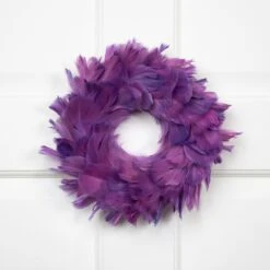 Northlight Layered Feather Christmas Wreath - 10" - Purple - Unlit