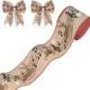Christmas Deer Wired Ribbon Musical Note Burlap Jute Ribbon Wreath Ribbon For Xmas Home Decor,Gift Wrapping Bow Making DIY Crafts 2 Christmas Deer Wired Ribbon Musical Note Burlap Jute Ribbon Wreath Ribbon For Xmas Home Decor,Gift Wrapping Bow Making DIY Crafts -Northlight Shop 550198450404688