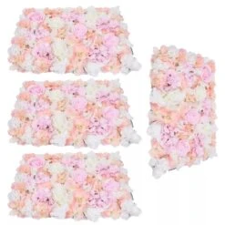 4pcs Artificial Rose Flower Wall Hydrangea Panel Bouquet Wedding Party Home Deco