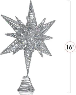 Ornativity Silver Star Tree Topper – Christmas Silver 3D Glitter Star Ornament Treetop Decoration -Northlight Shop 5732246179401 1