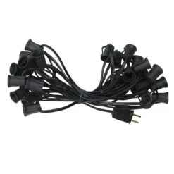 Northlight Commercial Grade C9 Christmas Light Socket Set - 25' Black Wire - 18 Gauge