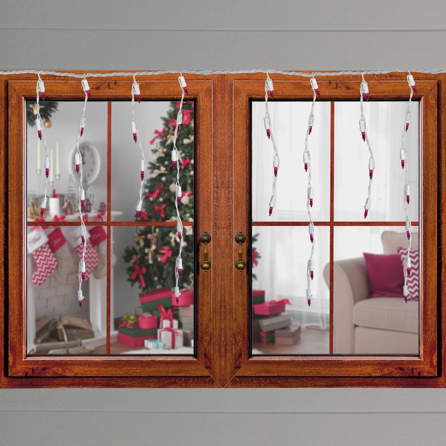 Northlight Mini Incandescent Icicle Christmas Lights - Pink - 3.5' White Wire - 100ct 5 Northlight Mini Incandescent Icicle Christmas Lights - Pink - 3.5' White Wire - 100ct - Image 3