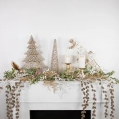 Northlight Glittered Winter Leaves Artificial Christmas Spray - 32" - White And Gold 12 Northlight Glittered Winter Leaves Artificial Christmas Spray - 32" - White And Gold -Northlight Shop 5764970978063803040