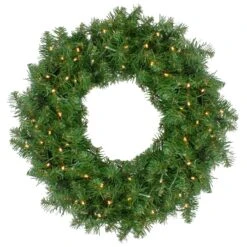 Northlight Pre-Lit Whitmire Pine Artificial Christmas Wreath - 24" - Warm White LED Lights Green