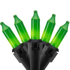 Northlight Mini Incandescent Christmas Lights - Opaque Green - 24.5' Black Wire - 50ct 10 Northlight Mini Incandescent Christmas Lights - Opaque Green - 24.5' Black Wire - 50ct -Northlight Shop 5764987815692460704