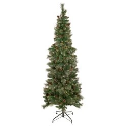 Northlight 7' Pre-Lit Yorkshire Pine Pencil Artificial Christmas Tree, Clear Lights Green