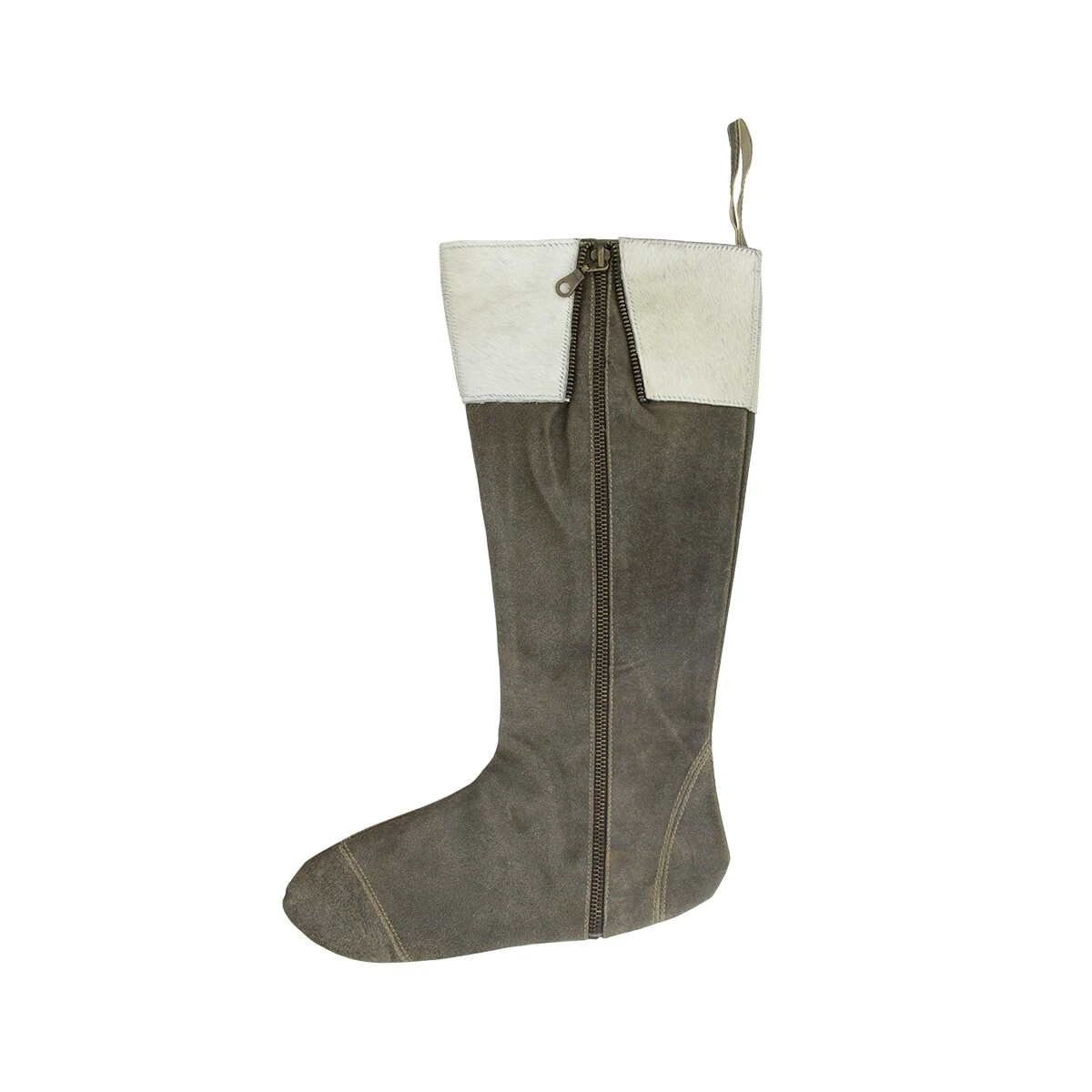 CC Christmas Decor 18.5" Gray And White Boot With Zipper Christmas Stocking 3 CC Christmas Decor 18.5" Gray And White Boot With Zipper Christmas Stocking