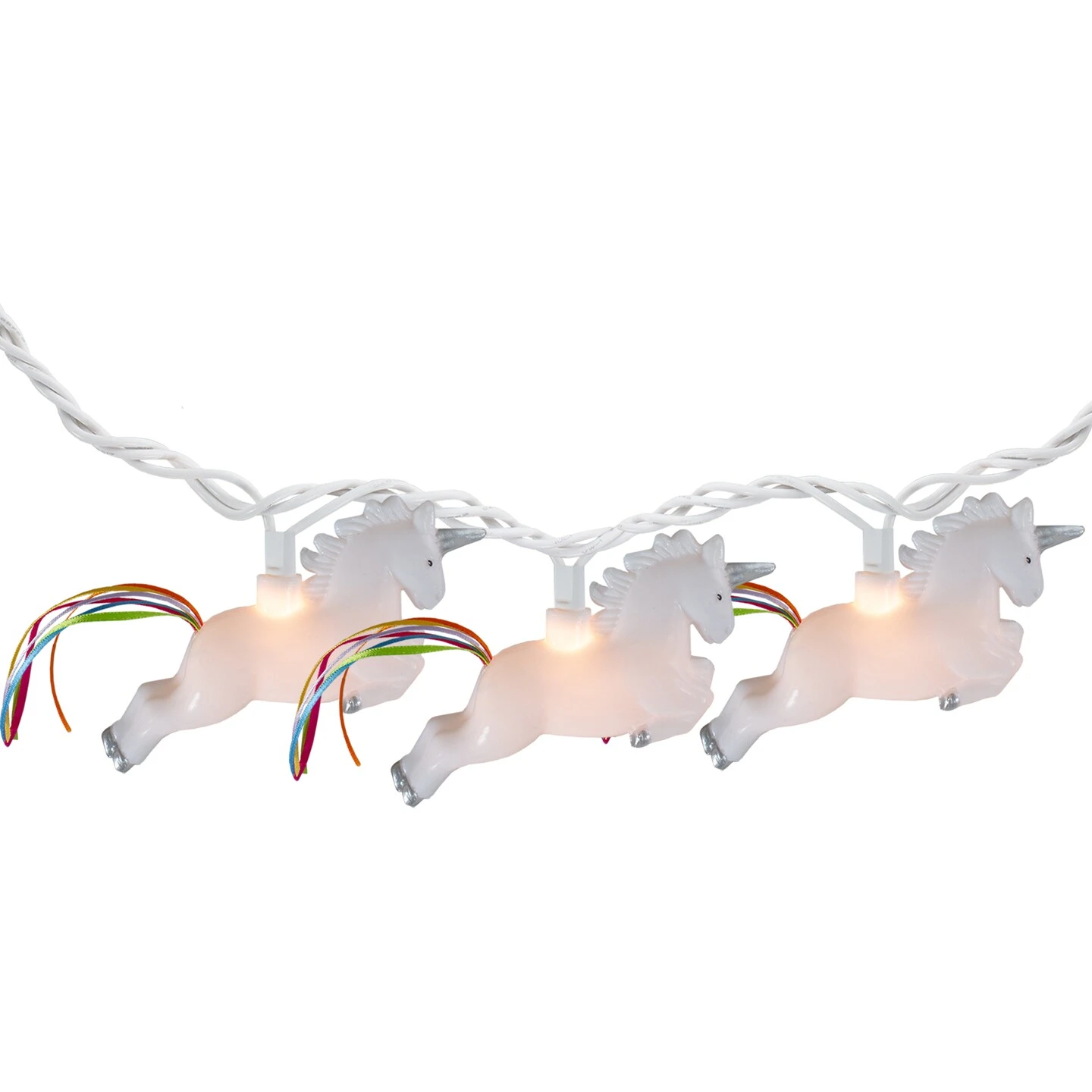 Dennis East Unicorn With Ribbon Tail Novelty String Lights - 6 Ft White Wire - 10ct 3 Dennis East Unicorn With Ribbon Tail Novelty String Lights - 6 Ft White Wire - 10ct