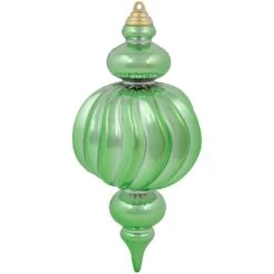 Northlight Commercial Size Shatterproof 2-Finish Finial Christmas Ornaments - Green -10" - 4ct -Northlight Shop 5765151343501001952