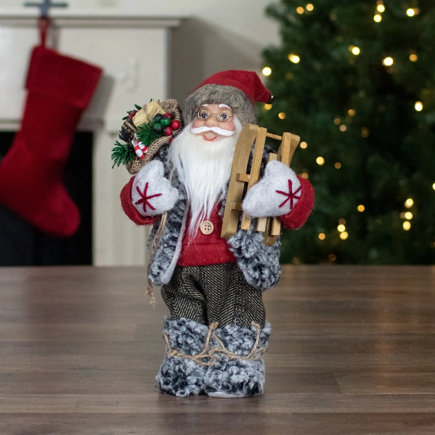 Northlight Santa Claus With Presents And Sled Standing Christmas Figure - 12" Red 5 Northlight Santa Claus With Presents And Sled Standing Christmas Figure - 12" Red - Image 3