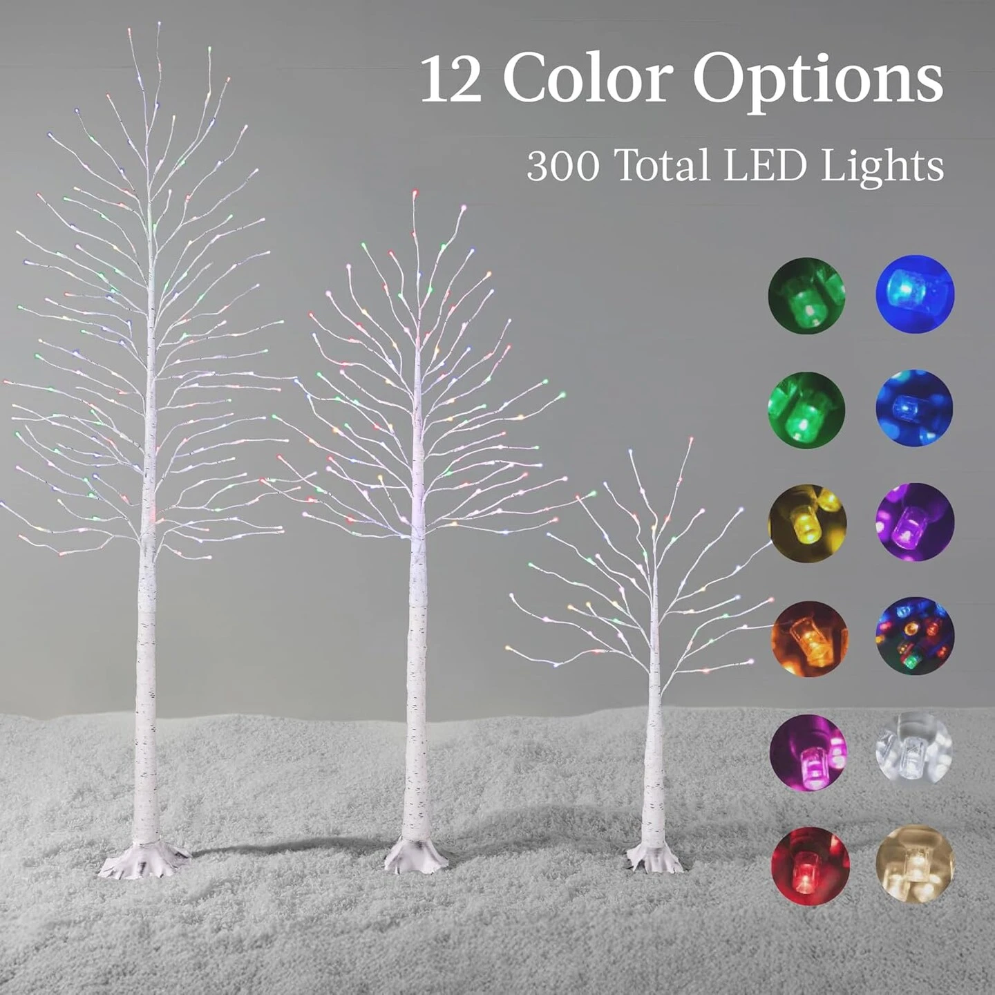 4ft, 6ft & 8ft Lighted Birch Tree Set, 3 Pack LED Trees With Remote, Color Options & Outdoor Brown 12 4ft, 6ft & 8ft Lighted Birch Tree Set, 3 Pack LED Trees With Remote, Color Options & Outdoor Brown - Image 10