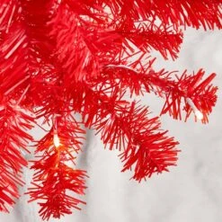 4ft Pre Lit Christmas Tree Mini Artificial Tree With Twinkling LED Lights For Bedroom Or Apartment Red 33 4ft Pre Lit Christmas Tree Mini Artificial Tree With Twinkling LED Lights For Bedroom Or Apartment Red -Northlight Shop 57831468288944 1