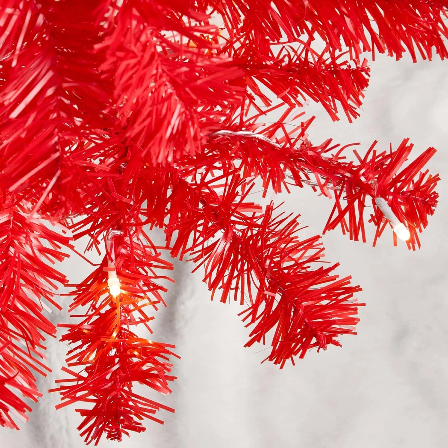 4ft Pre Lit Christmas Tree Mini Artificial Tree With Twinkling LED Lights For Bedroom Or Apartment Red 4 4ft Pre Lit Christmas Tree Mini Artificial Tree With Twinkling LED Lights For Bedroom Or Apartment Red - Image 2