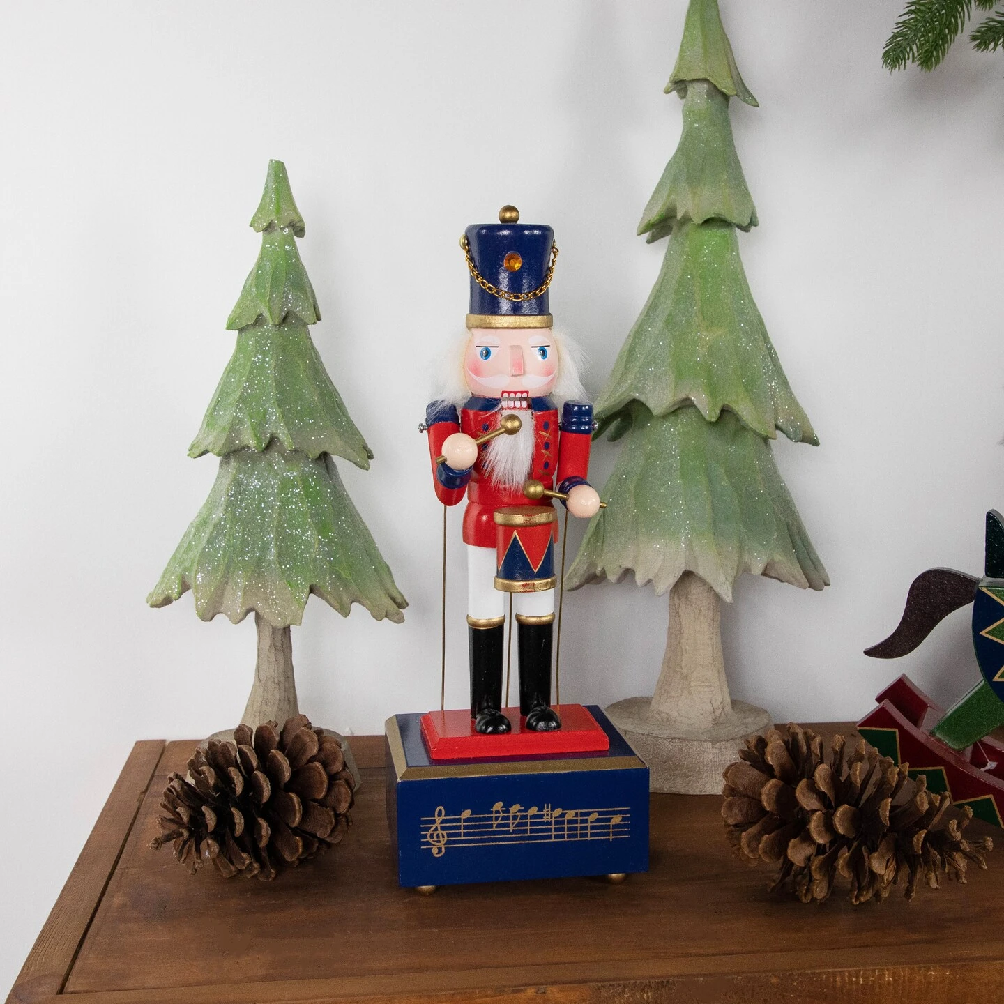 Northlight Nutcracker Drummer Animated And Musical Christmas Figure - 12" - Red And Navy 5 Northlight Nutcracker Drummer Animated And Musical Christmas Figure - 12" - Red And Navy - Image 3