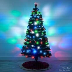 Best Choice Products Pre-Lit Fiber Optic Artificial Pine Christmas Tree W/ Multicolored LED Lights, 8 Sequences -Northlight Shop 61348489721776