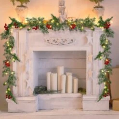 1 Pcs 5.74 Ft Christmas Garland With Light Christmas Lighted Pine Garland -Northlight Shop 61348531255216 2