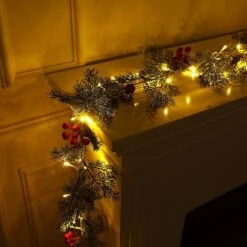 1 Pcs 5.74 Ft Christmas Garland With Light Christmas Lighted Pine Garland -Northlight Shop 61349269452720 1