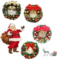 Kitcheniva Christmas Door Wreath Flowers With Deer 20 Kitcheniva Christmas Door Wreath Flowers With Deer -Northlight Shop 61755197240544 1