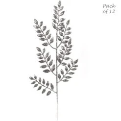 12-Pack: Sparkling Silver Glitter Ash Spray Picks - Elegant Holiday Accents, Ideal For Christmas Decor & Floral Arrangements - Perfect For Home, Office - 2024 Christmas Collection, Floral Home By Artificial Flowers