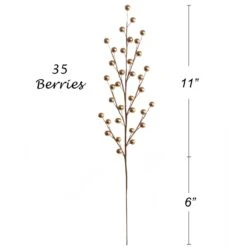 Set Of 12 Gold Holly Berry Stems For Christmas Decorations - 17-Inch Picks With 35 Lifelike Berries For Wreaths, Garlands, And Crafts | 2024 Christmas Collection, Floral Home By Artificial Flowers 24 Set Of 12 Gold Holly Berry Stems For Christmas Decorations - 17-Inch Picks With 35 Lifelike Berries For Wreaths, Garlands, And Crafts | 2024 Christmas Collection, Floral Home By Artificial Flowers -Northlight Shop 61757267643360 2