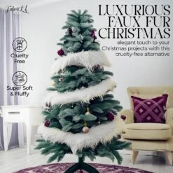 FabricLA Faux Fur Ribbon Trim Fabric - 3" Wide X 72" Long (6 FT) - Soft Christmas Fur Great For Crafting, Sewing, And Decorating - White 21 FabricLA Faux Fur Ribbon Trim Fabric - 3" Wide X 72" Long (6 FT) - Soft Christmas Fur Great For Crafting, Sewing, And Decorating - White -Northlight Shop 63552365536912