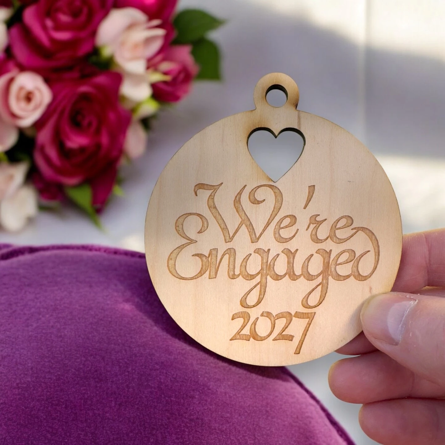 Ornament - We're Engaged 2027 - Raw Wood 3x3in 13 Ornament - We're Engaged 2027 - Raw Wood 3x3in - Image 11