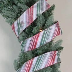 Northlight Red And Green Glitter Striped Christmas Wired Craft Ribbon 2.5" X 16 Yards 9 Northlight Red And Green Glitter Striped Christmas Wired Craft Ribbon 2.5" X 16 Yards -Northlight Shop 66663911630128