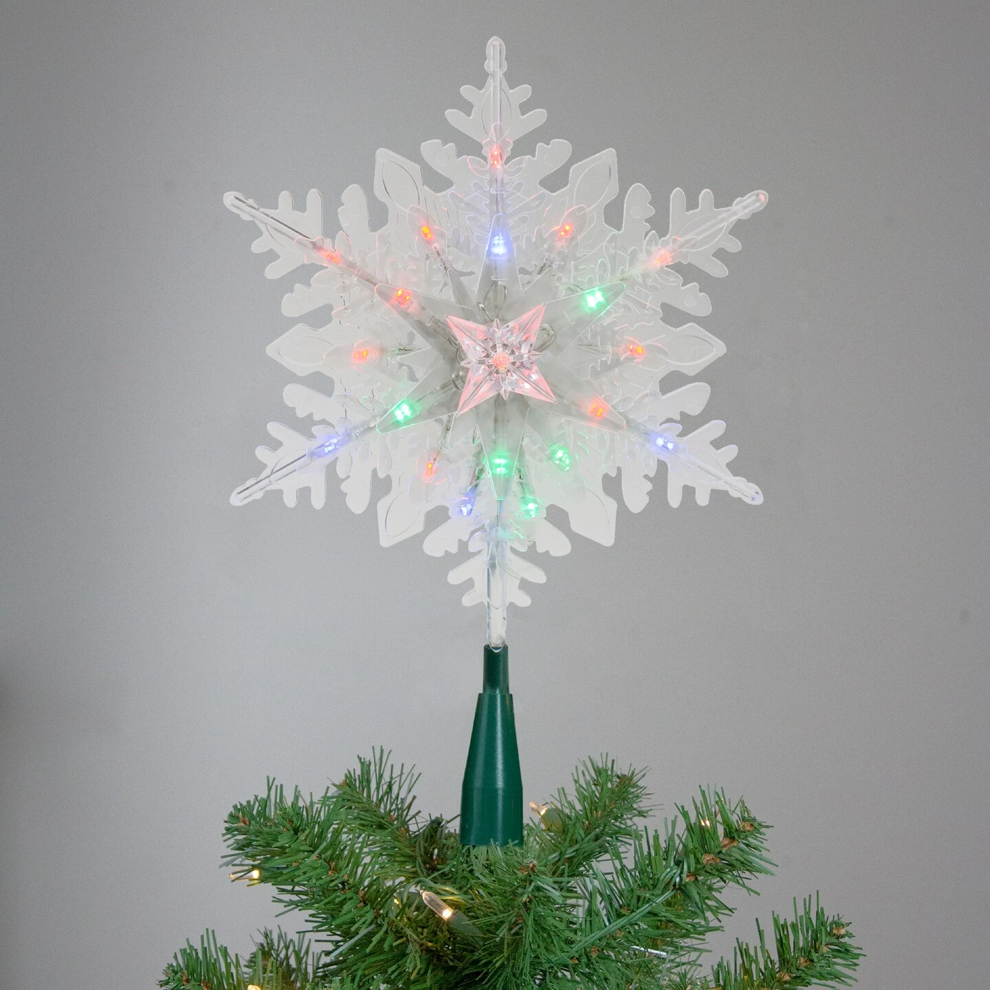 Kurt Adler 15" Lighted Three Dimensional Snowflake Christmas Tree Topper - Multi Colored Lights 5 Kurt Adler 15" Lighted Three Dimensional Snowflake Christmas Tree Topper - Multi Colored Lights - Image 3