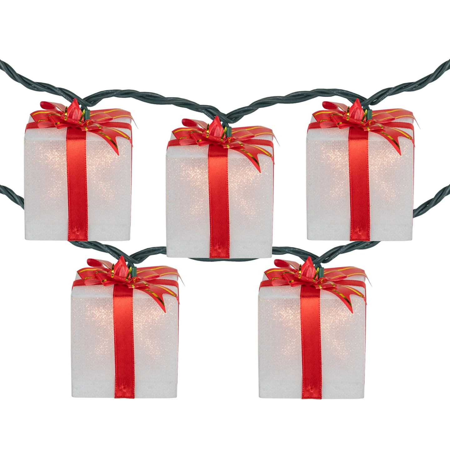 Northlight Bow Wrapped Presents Christmas Light Set - Clear - 7.5' Green Wire - 10ct White 5 Northlight Bow Wrapped Presents Christmas Light Set - Clear - 7.5' Green Wire - 10ct White - Image 3