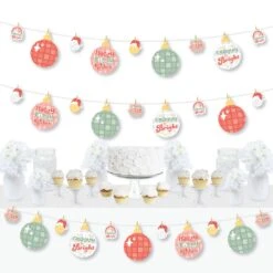 Big Dot Of Happiness Groovy Christmas - Pastel Holiday Party DIY Decorations - Clothespin Garland Banner - 44 Pieces