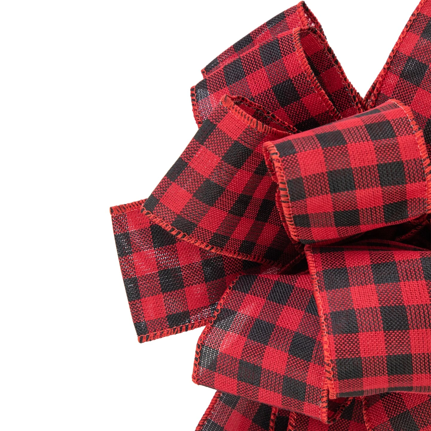 Northlight 19" Buffalo Plaid Print 14 Loop Christmas Bow Tree Topper Black 6 Northlight 19" Buffalo Plaid Print 14 Loop Christmas Bow Tree Topper Black - Image 4