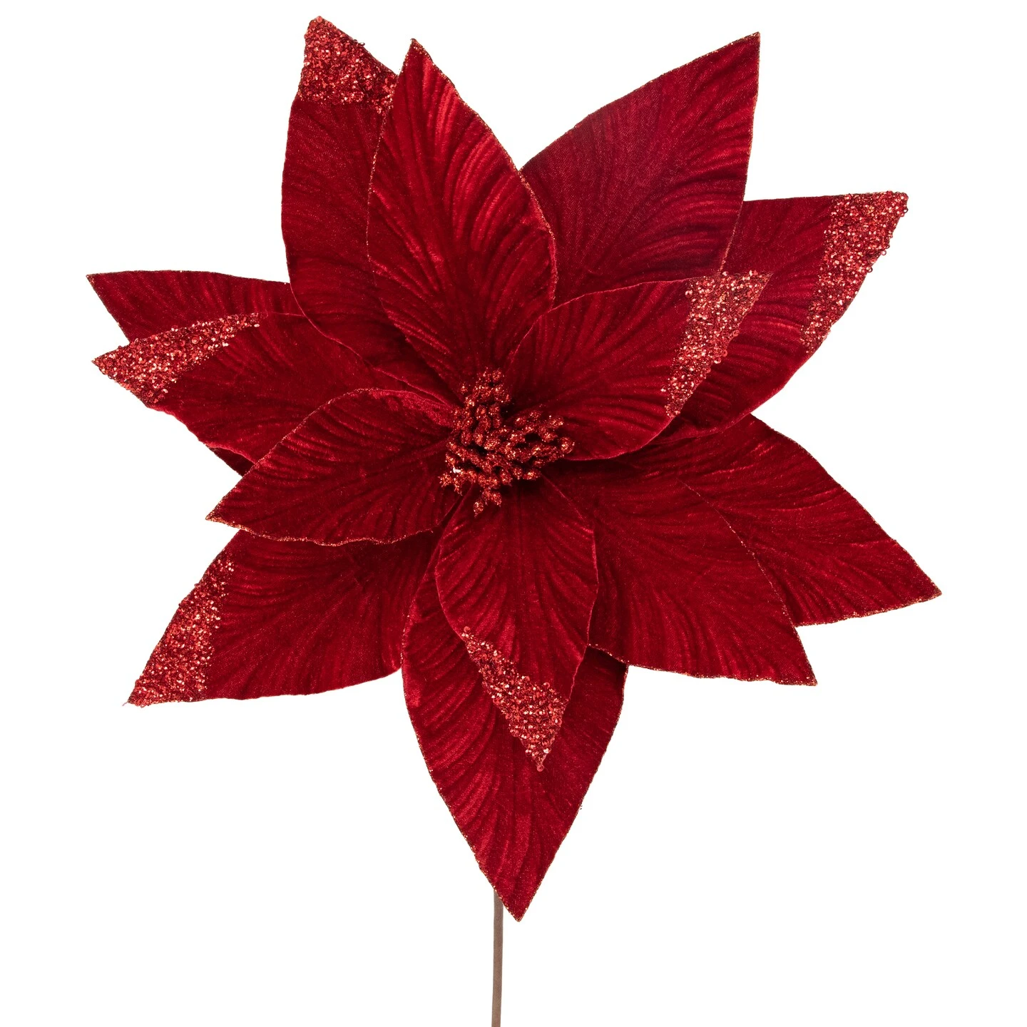 Northlight 24" Red Glittered Poinsettia Christmas Stem Spray 8 Northlight 24" Red Glittered Poinsettia Christmas Stem Spray - Image 6