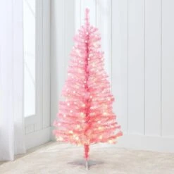 4ft Pre Lit Christmas Tree Mini Artificial Tree With Twinkling LED Lights For Bedroom Or Apartment Red 29 4ft Pre Lit Christmas Tree Mini Artificial Tree With Twinkling LED Lights For Bedroom Or Apartment Red -Northlight Shop 6917691184938732464