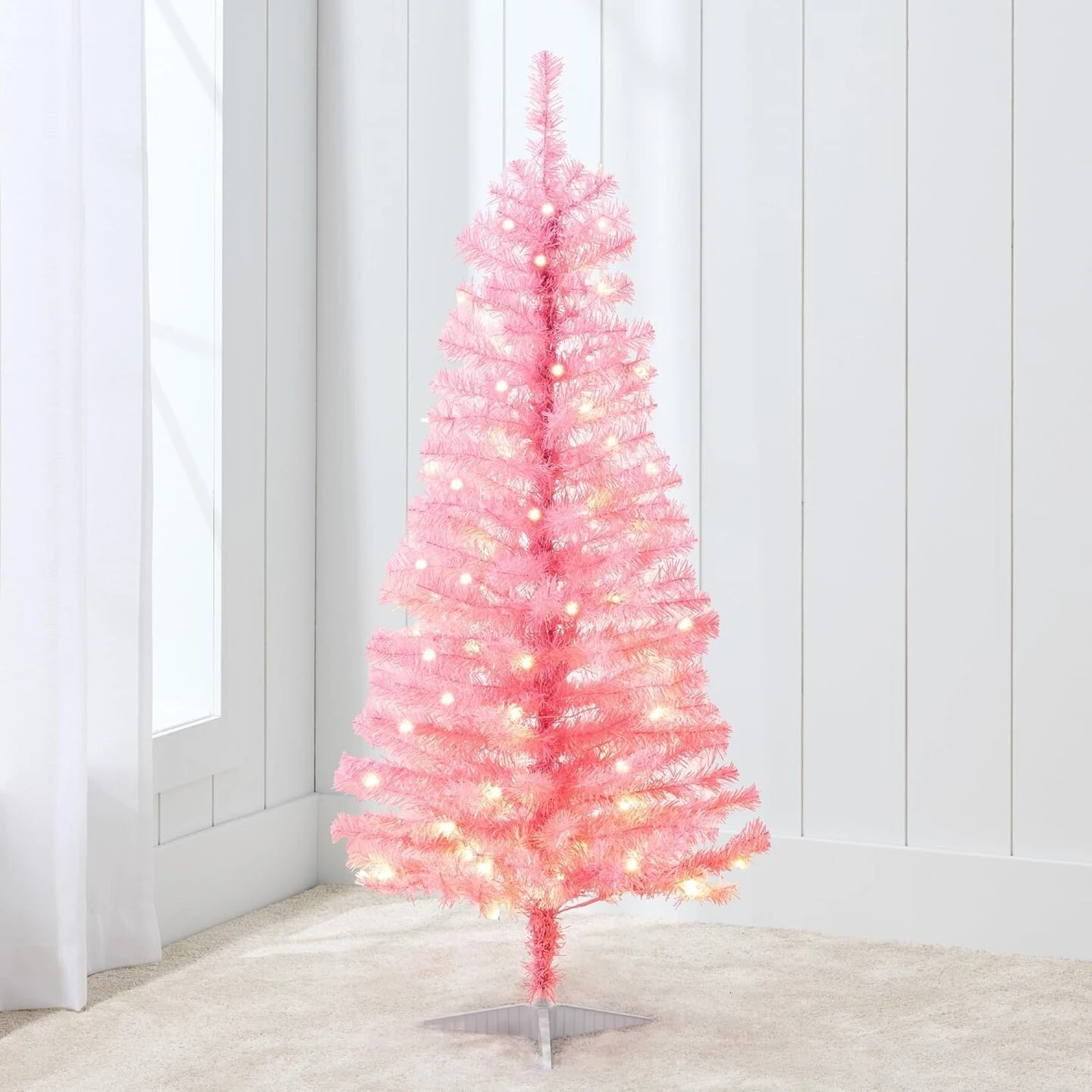 4ft Pre Lit Christmas Tree Mini Artificial Tree With Twinkling LED Lights For Bedroom Or Apartment Red 12 4ft Pre Lit Christmas Tree Mini Artificial Tree With Twinkling LED Lights For Bedroom Or Apartment Red - Image 10
