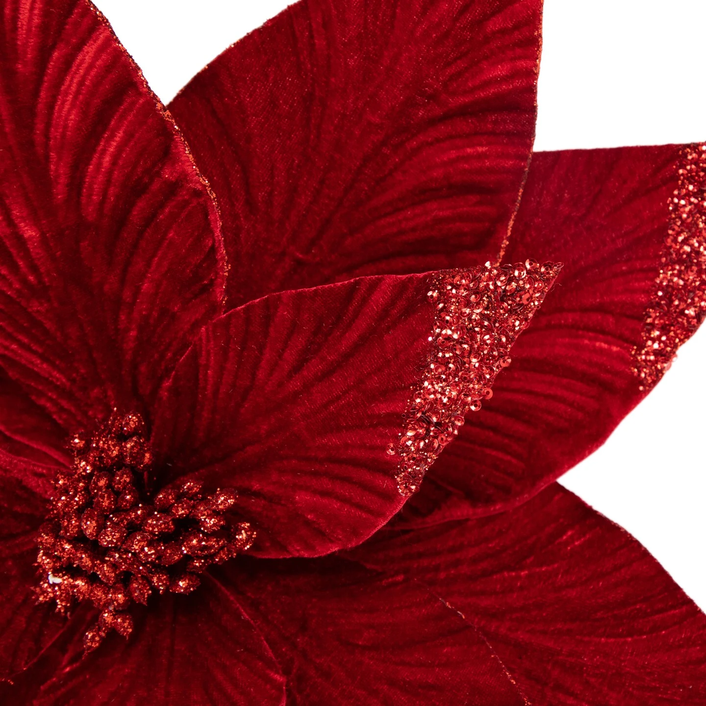 Northlight 24" Red Glittered Poinsettia Christmas Stem Spray 7 Northlight 24" Red Glittered Poinsettia Christmas Stem Spray - Image 5