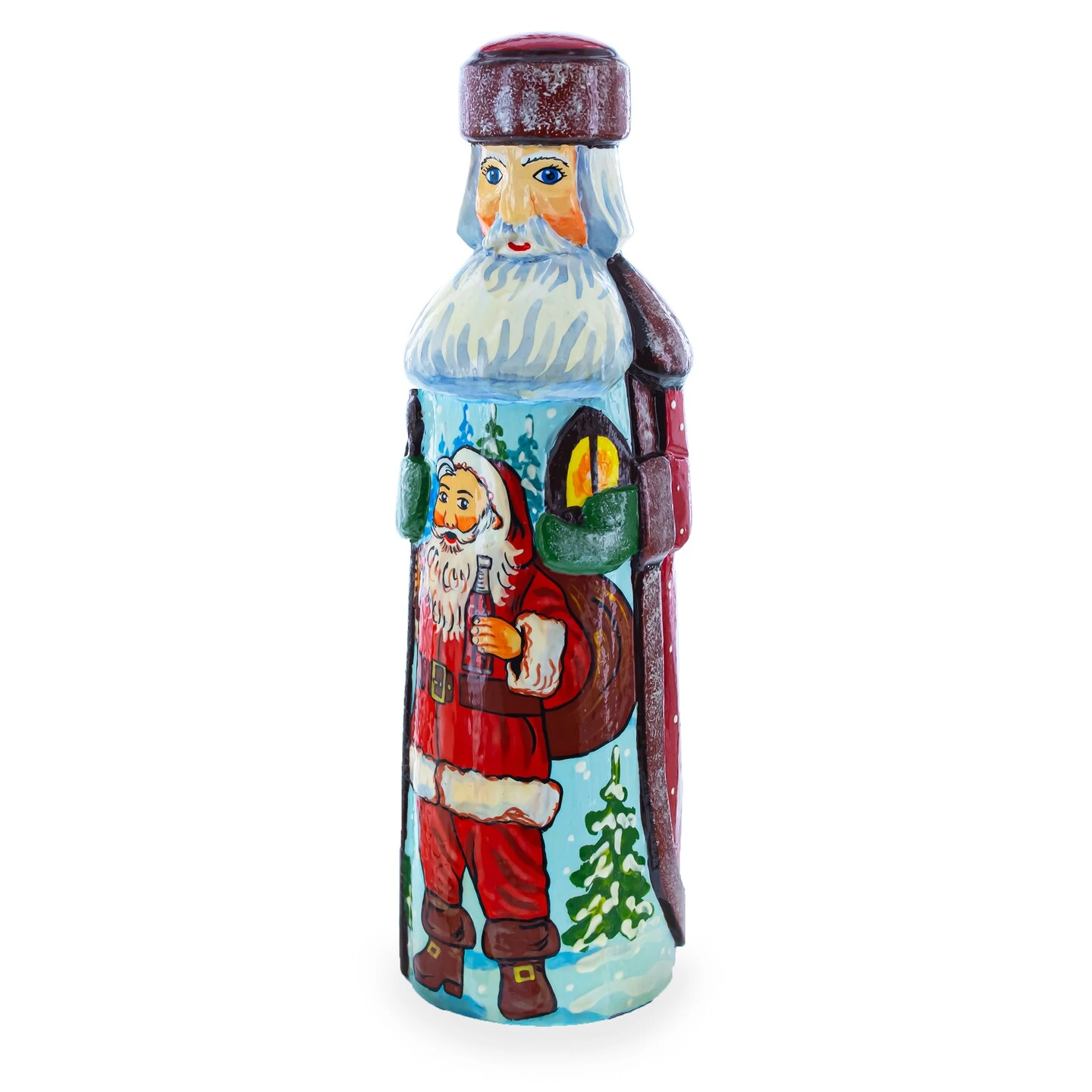 Hand Carved Wooden Santa 7.25 Inches 5 Hand Carved Wooden Santa 7.25 Inches - Image 3