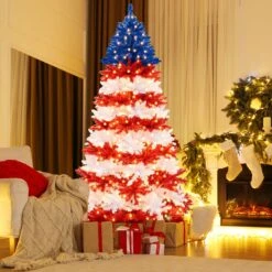 Costway 7.5 FT Patriotic Pre-Lit Artificial Christmas Tree With 1341 Branch Tips 480 Lights 26 Costway 7.5 FT Patriotic Pre-Lit Artificial Christmas Tree With 1341 Branch Tips 480 Lights -Northlight Shop 6917775600614667696 1