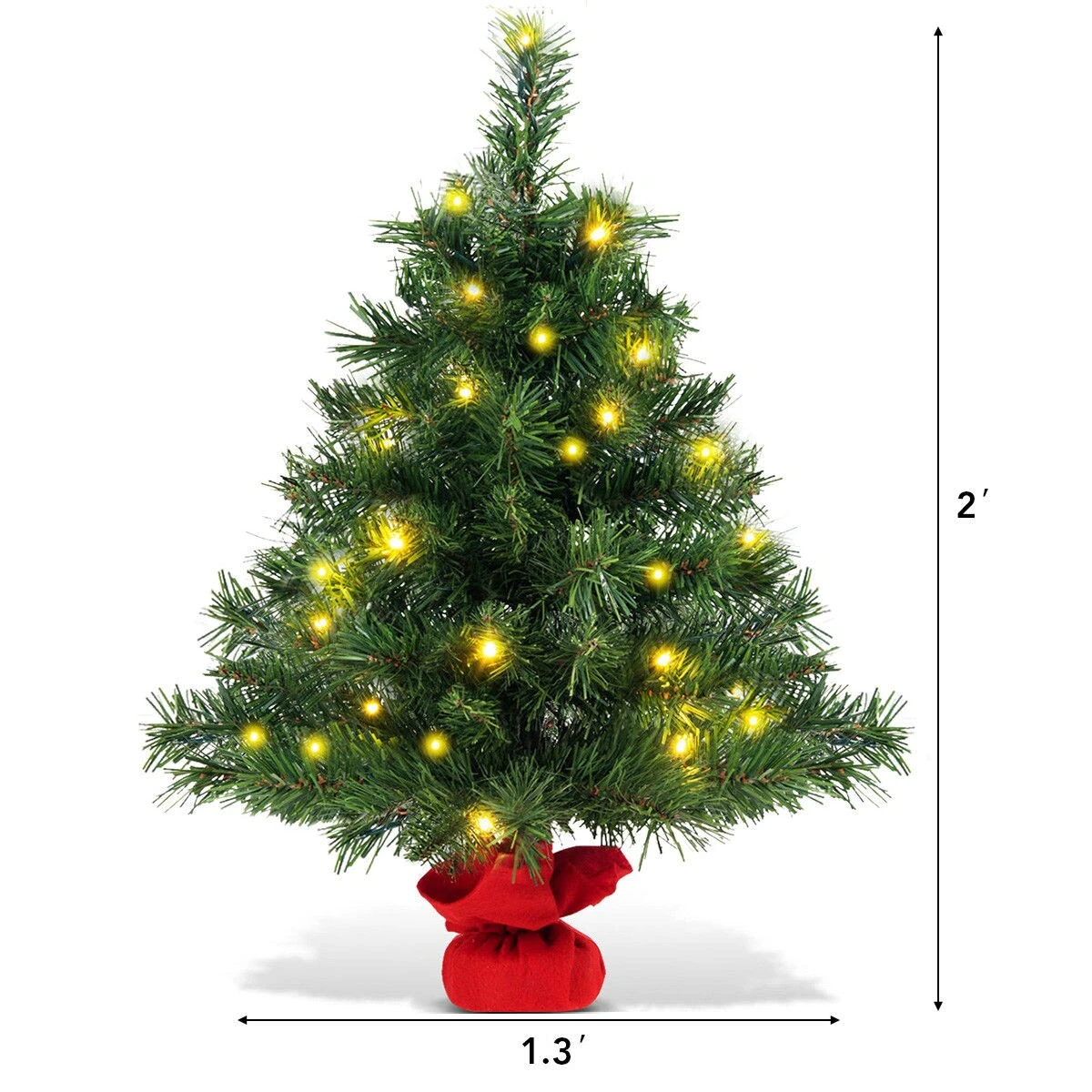 Costway 2 FT Pre-Lit Tabletop Fir Artifical Christmas Tree Led Lights 12 Costway 2 FT Pre-Lit Tabletop Fir Artifical Christmas Tree Led Lights - Image 10