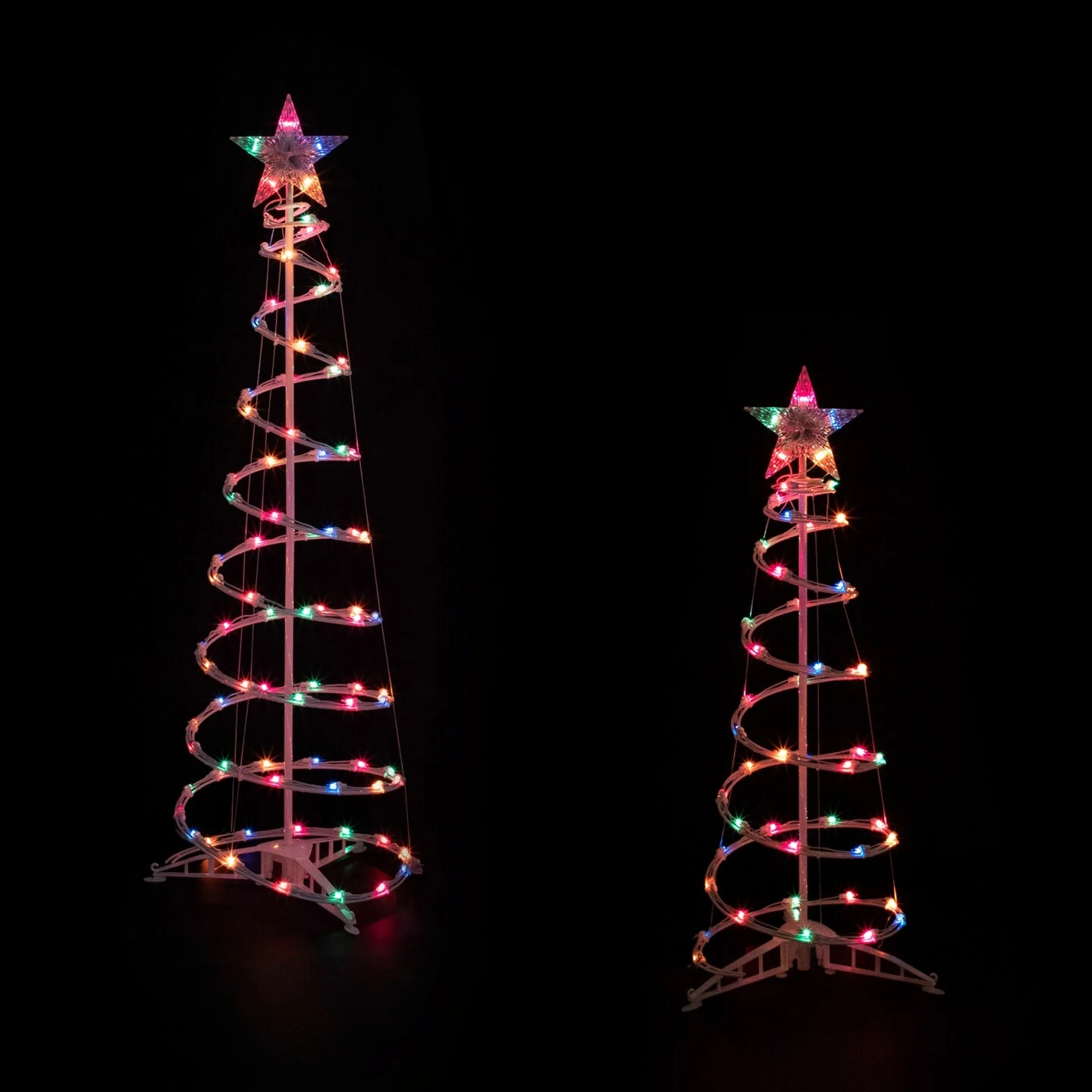 Northlight Lighted Sprial Outdoor Christmas Trees - 4' And 6' - Multi-Color - Set Of 2 White 10 Northlight Lighted Sprial Outdoor Christmas Trees - 4' And 6' - Multi-Color - Set Of 2 White - Image 8