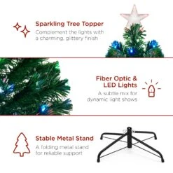 Best Choice Products Pre-Lit Fiber Optic Artificial Pine Christmas Tree W/ Multicolored LED Lights, 8 Sequences -Northlight Shop 6917846743802443696 1