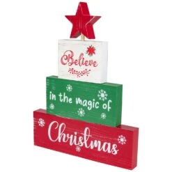 Northlight Believe In The Magic Of Christmas Wooden Tree Sign - 12.5" Multi 15 Northlight Believe In The Magic Of Christmas Wooden Tree Sign - 12.5" Multi -Northlight Shop 6917888351803089104