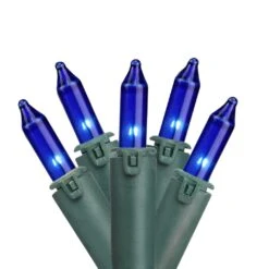 GKI/Bethlehem Lighting Mini Commercial Christmas Light Set - Blue - 45.5' Green Wire - 100ct