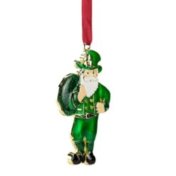 Northlight 3.5" Green Brass-Plated Irish Santa Christmas Ornament With European Crystals 12 Northlight 3.5" Green Brass-Plated Irish Santa Christmas Ornament With European Crystals -Northlight Shop 6917892481471079072