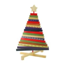 Northlight Adjustable Wooden Christmas Tree Decoration - 15.5" - Multicolor Beige