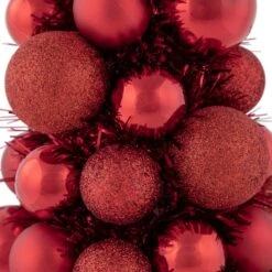 Northlight 3-Finish Shatterproof Ball Christmas Tree With Tinsel - 15.75" - Red -Northlight Shop 6917909319630316192
