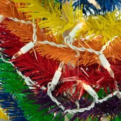 Northlight 6' Pre-Lit Rainbow Tinsel Pop-Up Artificial Christmas Tree, Clear Lights Multi -Northlight Shop 6917953897298478304