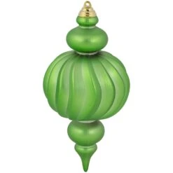 Northlight Commercial Size Shatterproof 2-Finish Finial Christmas Ornaments - Green -10" - 4ct -Northlight Shop 6918001570978088160