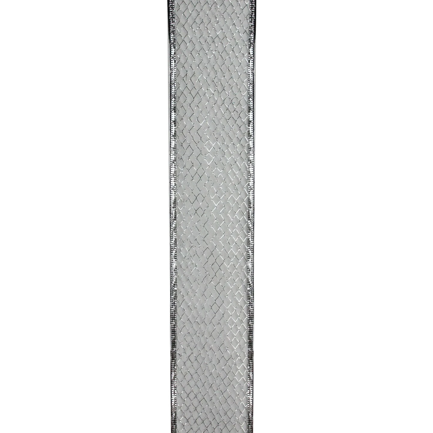 Northlight Pack Of 12 Glittering Silver Metallic Lattice Christmas Wired Craft Ribbons - 2.5" X 120 Yards 5 Northlight Pack Of 12 Glittering Silver Metallic Lattice Christmas Wired Craft Ribbons - 2.5" X 120 Yards - Image 3