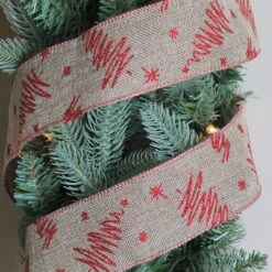 Northlight Pack Of 12 Red And Beige Christmas Tree Wired Craft Ribbons - 2.5" X 120 Yards -Northlight Shop 6918043965608314080